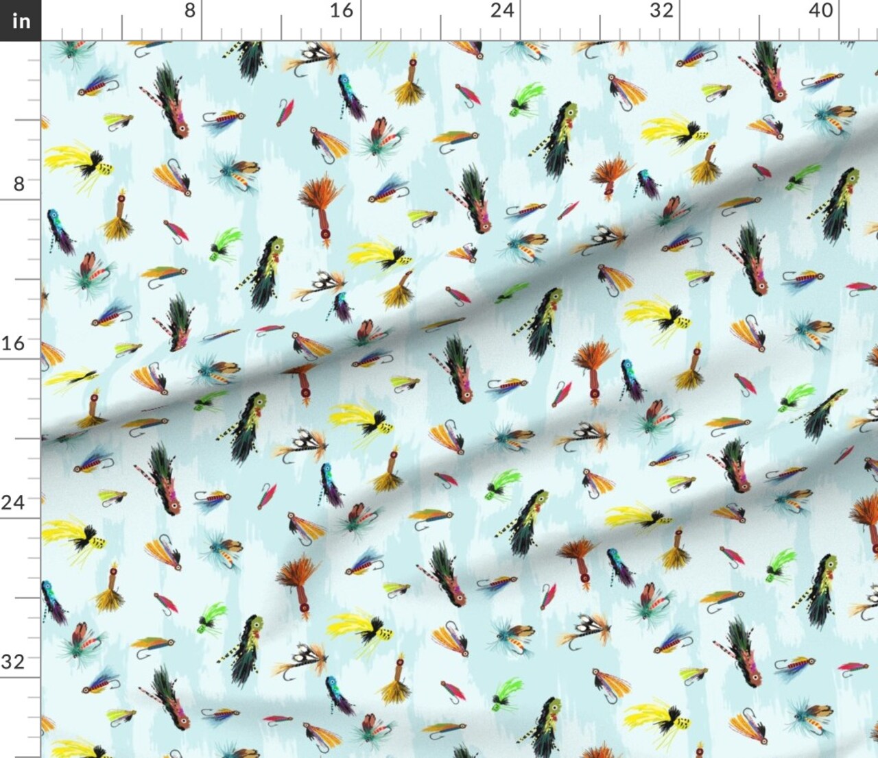 Various Fabrics by the Yard or Fat Quarter Fly Lures Fishing Outdoors Boys Pattern Custom Printed Fabric by Spoonflower